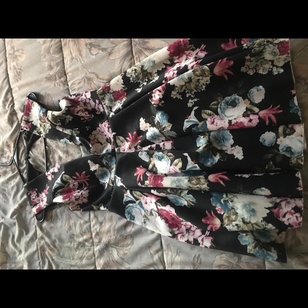 Open black floral dress